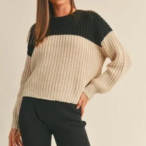 Color block Black and Tan Sweater New!